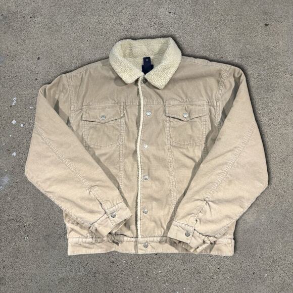 Chaps Other - Vintage CHAPS Ralph Lauren Style Corduroy Sherpa Lined Snap Button Jacket Size L